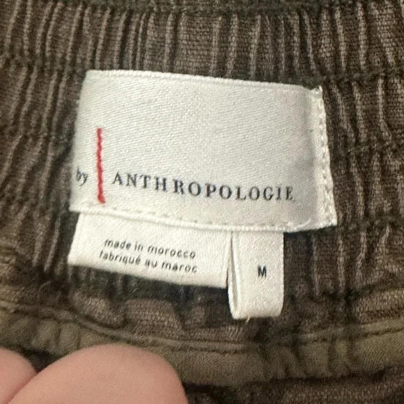 Anthropologie Boho Oceanside Green Cropped Wide Leg Pant High Waist Button Front - Picture 6 of 7